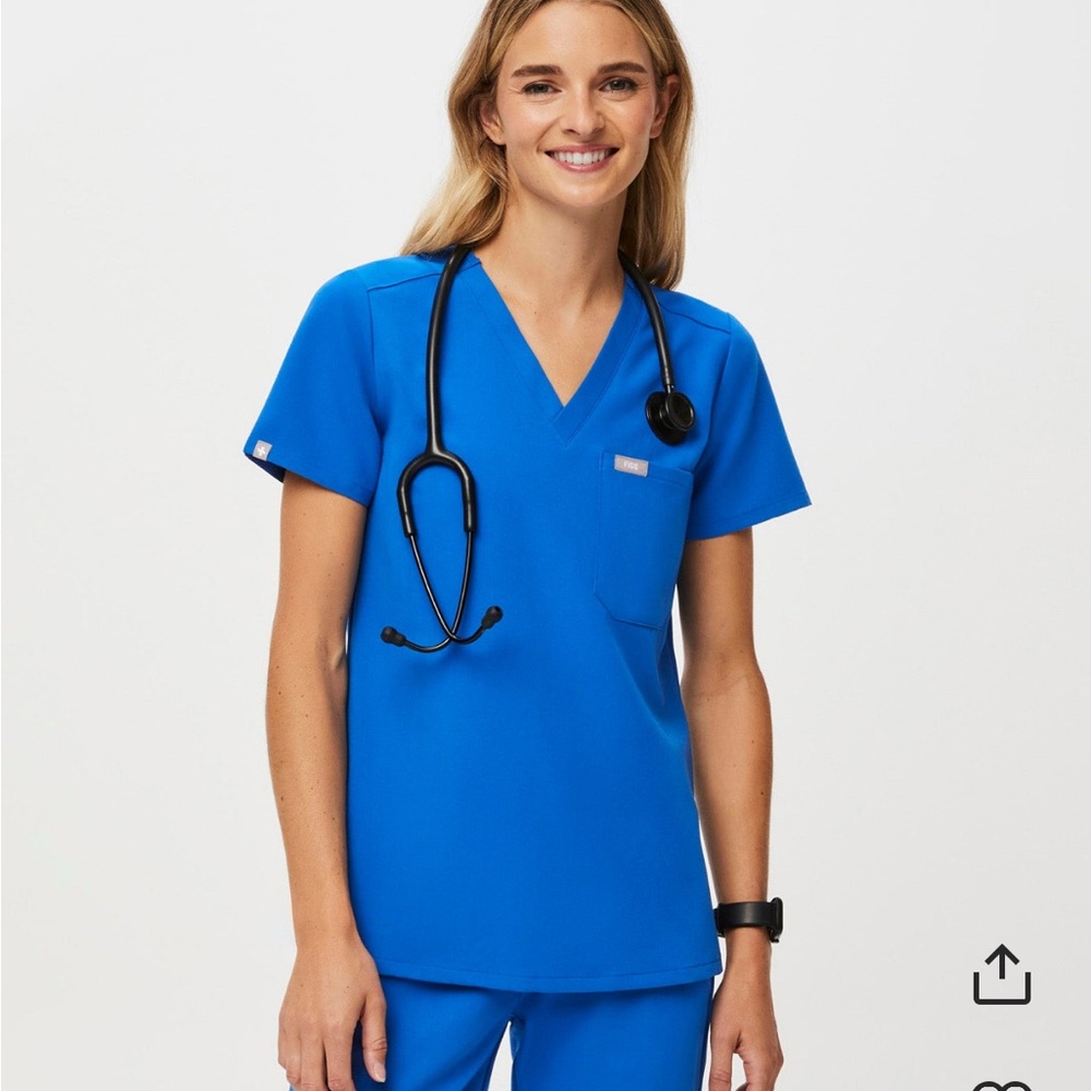 Figs Catarina One Pocket Top in Royal Blue